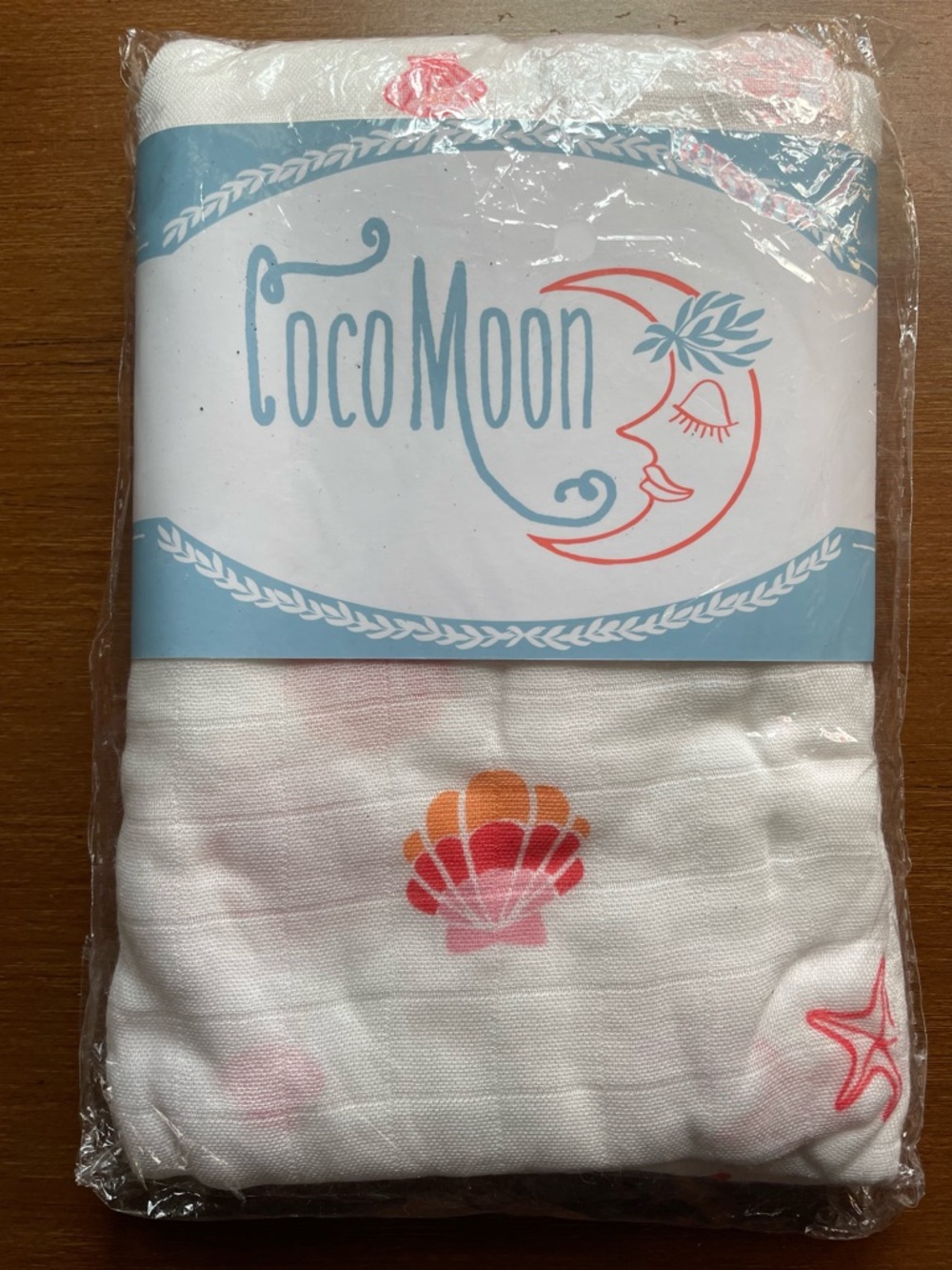 COCO MOON Muslin Ocean Themed Pink Shell Swaddle Blanket